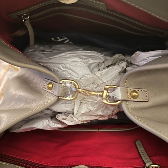 Dooney & Bourke Taupe Leather Tote Bag With Utility Pockets - Picture 6 of 13